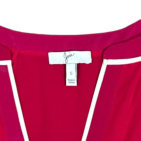 Joie Small Pink Silk V- Neck 3/4 Sleeve Blouse - Picture 6 of 8